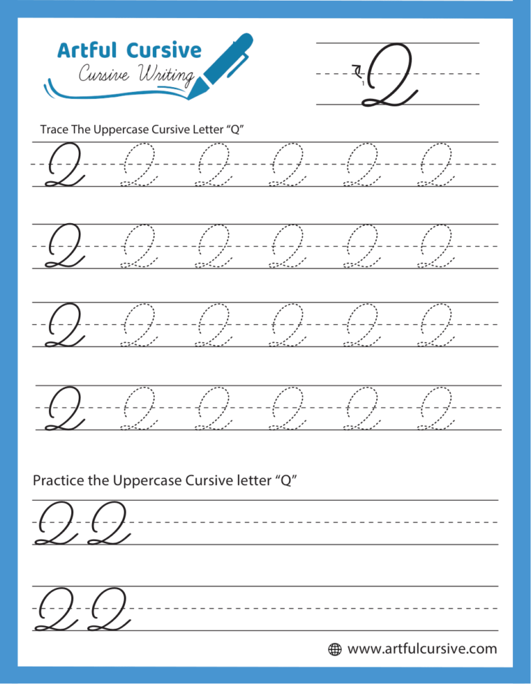 Cursive Alphabet Letter "Q" Worksheet
