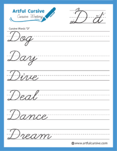 Feuilles d'écriture cursive à imprimer gratuitement