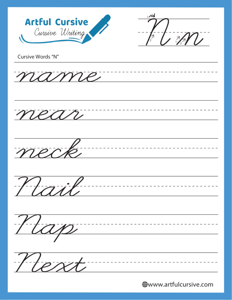 Cursive Words N