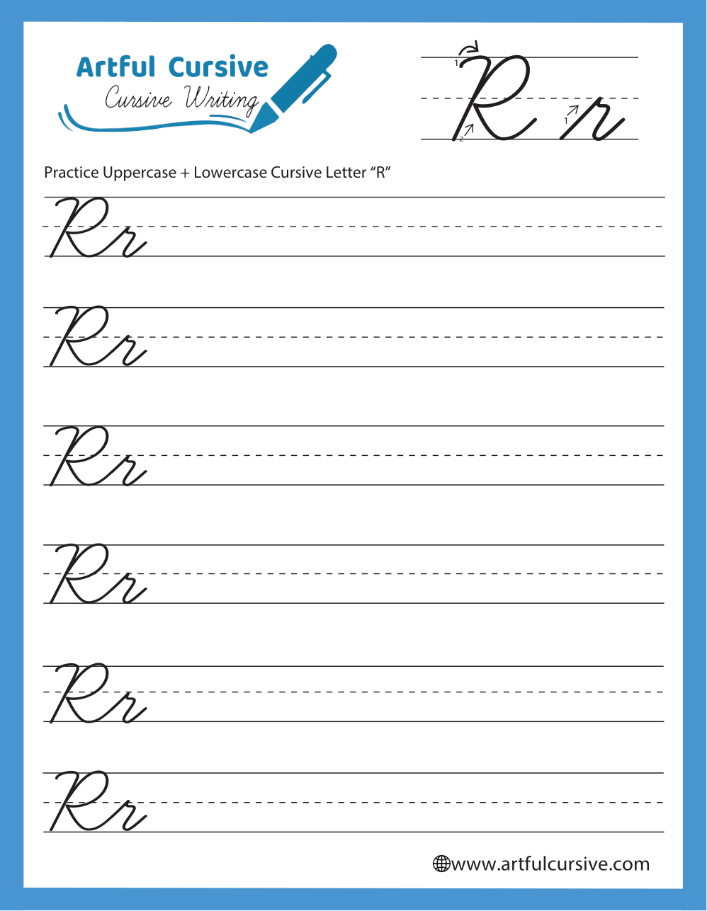 Cursive Alphabet: Letter "R" Worksheet
