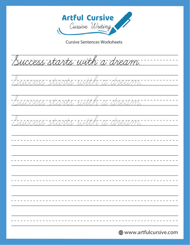 Download Free Printable Cursive Sentences Worksheets