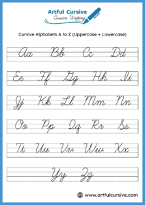 Cursive Alphabet A to Z Worksheets (uppercase + Lowercase)
